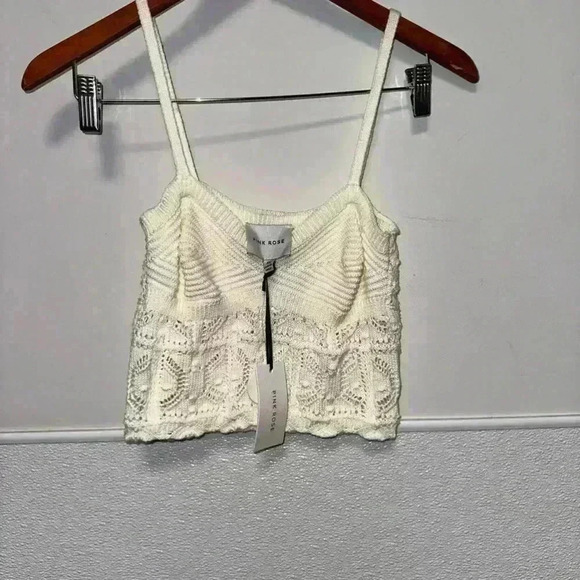 NWT! Pink Rose Crochet Knit Two Piece Set / Size XS / Cream - Picture 10 of 16